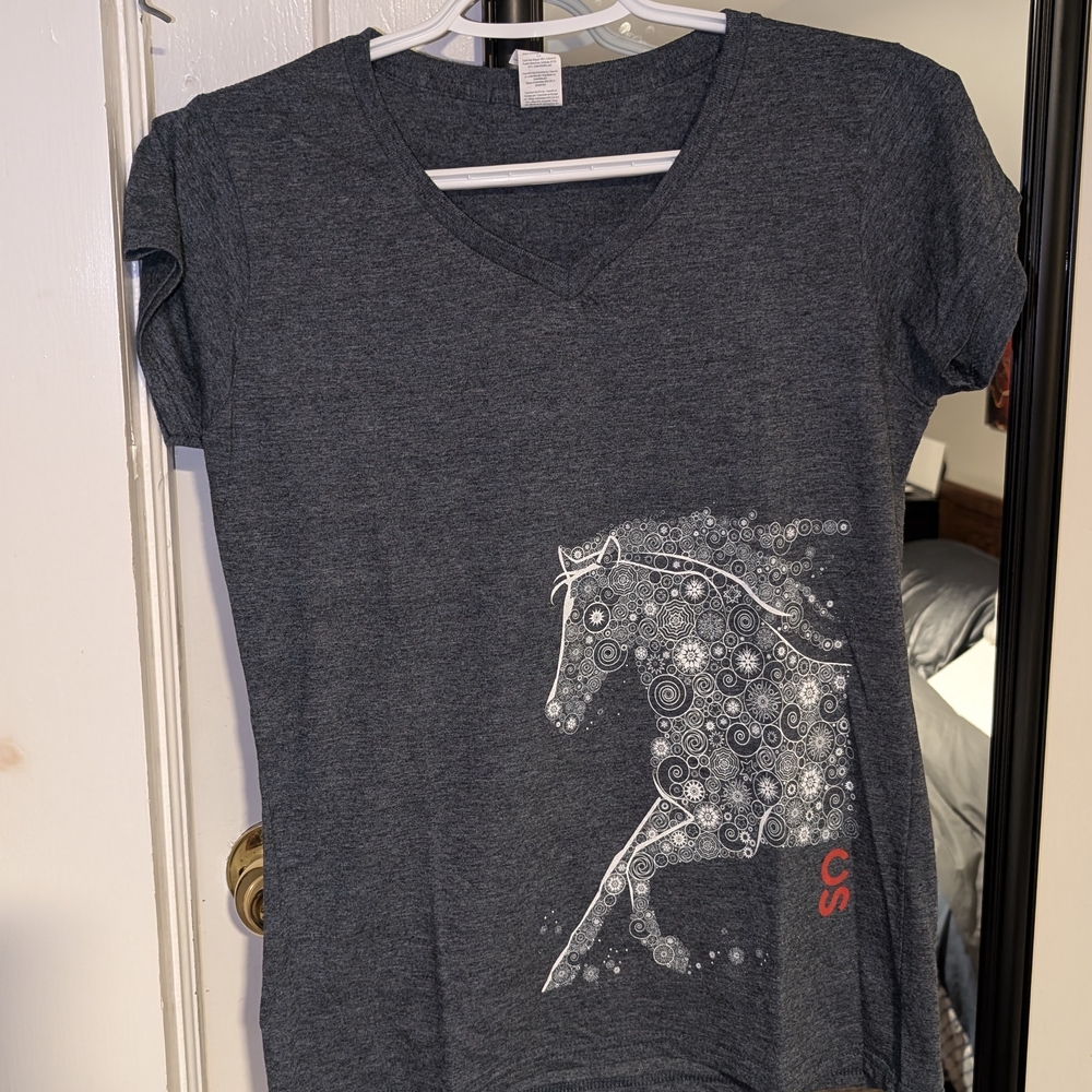 Gray Graphic Horse Tee